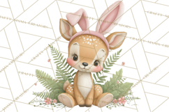Watercolor Easter Animals Clipart, Cute Animals in Nests Png Product Image 2