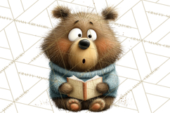 Bookish Bears PNG Clipart, Cozy Bear Reading, Cute Cartoon Product Image 2