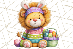 Easter Bunny Clipart, Spring Animals PNG, Colored Eggs Product Image 2
