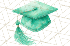 Graduation Cap Clipart PNG, Watercolor Graduation Hat Tassel Product Image 3