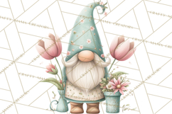 Spring Garden Gnome Clipart, Gnome PNG, Cute Garden Clip Art Product Image 4