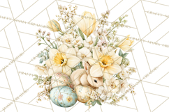 Soft Watercolor Easter Bunny Clipart, Pastel Spring Flowers Product Image 5
