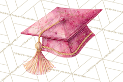 Graduation Cap Clipart PNG, Watercolor Graduation Hat Tassel Product Image 5