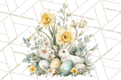 Soft Watercolor Easter Bunny Clipart, Pastel Spring Flowers Product Image 2