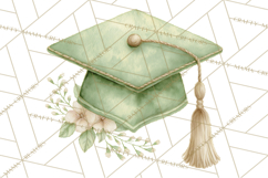 Graduation Cap Clipart PNG, Watercolor Graduation Hat Tassel Product Image 2