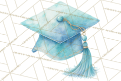 Graduation Cap Clipart PNG, Watercolor Graduation Hat Tassel Product Image 3