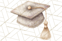 Graduation Cap Clipart PNG, Watercolor Graduation Hat Tassel Product Image 4