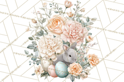 Soft Watercolor Easter Bunny Clipart, Pastel Spring Flowers Product Image 4