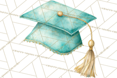 Graduation Cap Clipart PNG, Watercolor Graduation Hat Tassel Product Image 5