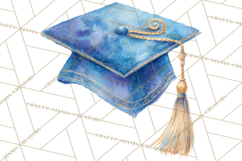 Graduation Cap Clipart PNG, Watercolor Graduation Hat Tassel Product Image 2