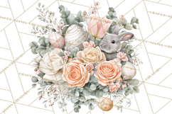 Soft Watercolor Easter Bunny Clipart, Pastel Spring Flowers Product Image 2