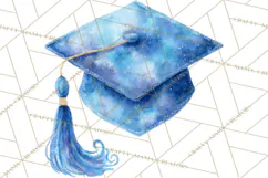 Graduation Cap Clipart PNG, Watercolor Graduation Hat Tassel Product Image 3