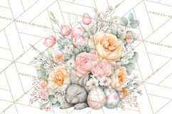 Soft Watercolor Easter Bunny Clipart, Pastel Spring Flowers Product Image 4