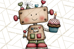 Adorable Birthday Robot Clipart, Playful Toy Robot Clip Art Product Image 3