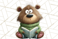 Bookish Bears PNG Clipart, Cozy Bear Reading, Cute Cartoon Product Image 3