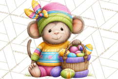 Easter Bunny Clipart, Spring Animals PNG, Colored Eggs Product Image 3