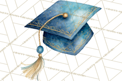 Graduation Cap Clipart PNG, Watercolor Graduation Hat Tassel Product Image 5