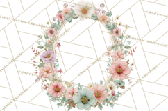 Floral Frames Clipart, Girly Pastel Flower Frames, Oval Png Product Image 2