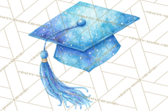 Graduation Cap Clipart PNG, Watercolor Graduation Hat Tassel Product Image 2