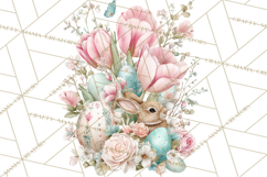 Soft Watercolor Easter Bunny Clipart, Pastel Spring Flowers Product Image 4