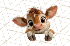 Peeking Cute Animals Clipart, Large-Eyed Baby Creatures, PNG Product Image 2