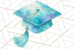 Graduation Cap Clipart PNG, Watercolor Graduation Hat Tassel Product Image 2