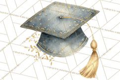 Graduation Cap Clipart PNG, Watercolor Graduation Hat Tassel Product Image 3
