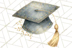 Graduation Cap Clipart PNG, Watercolor Graduation Hat Tassel Product Image 3