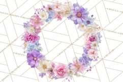 Floral Frames Clipart, Girly Pastel Flower Frames, Oval Png Product Image 4