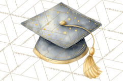 Graduation Cap Clipart PNG, Watercolor Graduation Hat Tassel Product Image 4