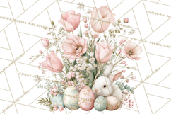 Soft Watercolor Easter Bunny Clipart, Pastel Spring Flowers Product Image 5