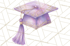 Graduation Cap Clipart PNG, Watercolor Graduation Hat Tassel Product Image 5