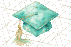 Graduation Cap Clipart PNG, Watercolor Graduation Hat Tassel Product Image 2