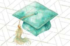 Graduation Cap Clipart PNG, Watercolor Graduation Hat Tassel Product Image 2