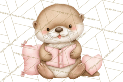Valentine Animals Reading Books Clipart, Heart Storytime PNG Product Image 4