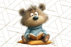 Bookish Bears PNG Clipart, Cozy Bear Reading, Cute Cartoon Product Image 4