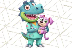 Dinosaur Veterinarian Clipart Cute Pet Care PNG Product Image 4