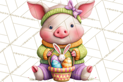 Easter Bunny Clipart, Spring Animals PNG, Colored Eggs Product Image 4