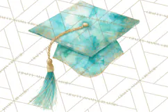 Graduation Cap Clipart PNG, Watercolor Graduation Hat Tassel Product Image 3