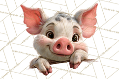 Peeking Cute Animals Clipart, Large-Eyed Baby Creatures, PNG Product Image 3