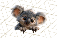Peeking Cute Animals Clipart, Large-Eyed Baby Creatures, PNG Product Image 4