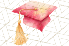Graduation Cap Clipart PNG, Watercolor Graduation Hat Tassel Product Image 4