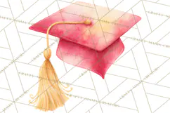 Graduation Cap Clipart PNG, Watercolor Graduation Hat Tassel Product Image 4