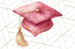 Graduation Cap Clipart PNG, Watercolor Graduation Hat Tassel Product Image 5