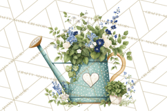 Spring Garden Clipart, Watering Cans, Flower Pots, Gardening Product Image 2