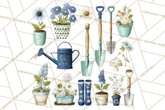 Spring Garden Clipart, Watering Cans, Flower Pots, Gardening Product Image 3