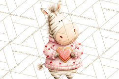 Valentine Safari Animal Clipart PNG, Watercolor Elephant Png Product Image 3