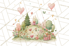 Valentine Safari Animal Clipart PNG, Watercolor Elephant Png Product Image 4