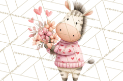 Valentine Safari Animal Clipart PNG, Watercolor Elephant Png Product Image 5