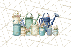 Spring Garden Clipart, Watering Cans, Flower Pots, Gardening Product Image 5